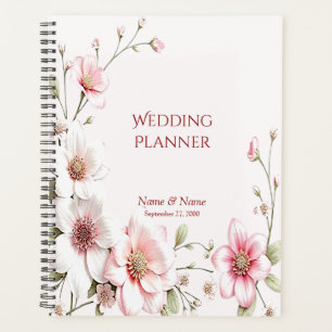 Planejador Floral Branco Rosa Elegante
