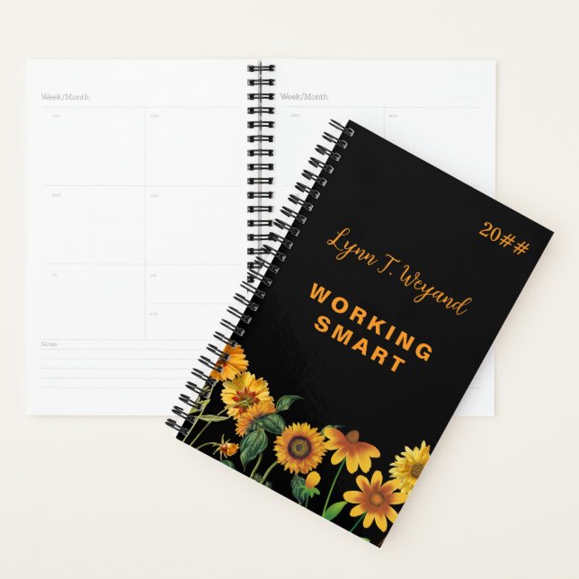 Planejador Floral Brilhante com Nome Personalizado (Exibição)
