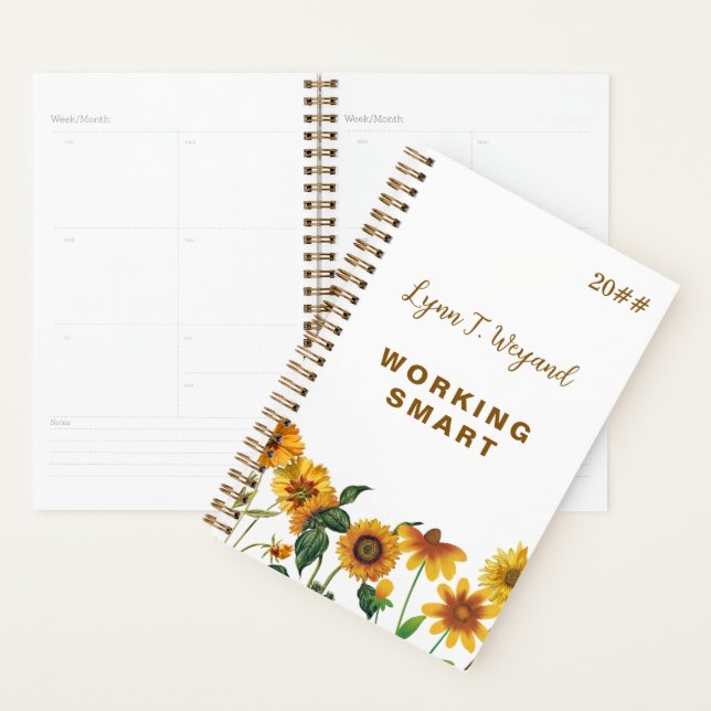 Planejador Floral Brilhante com Nome Personalizado (Exibição)