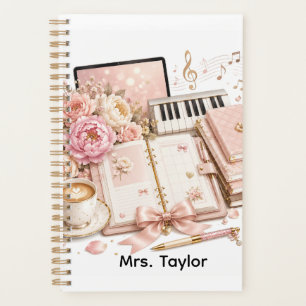 Planejador Floral Café Piano Aconchegante editável