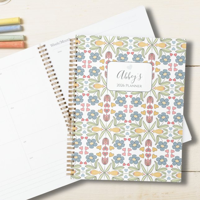 Planejador Floral & Coracao para Adolescentes & Pr (Personalized Folk-Art Inspired Planner for Her)