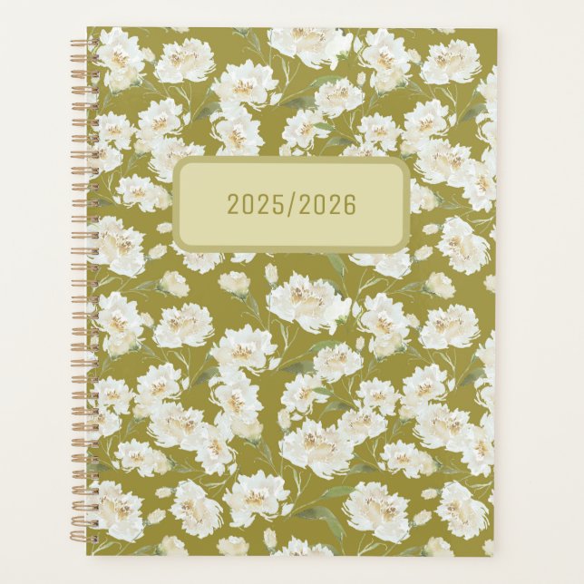 Planejador Floral Creme Verde Amarelo (Frente)