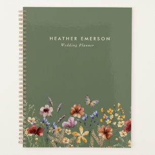 Planejador Floral de Flores Silvestres Boho Verde