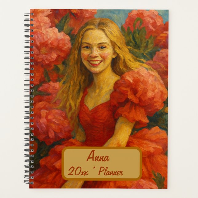 Planejador Floral de Nome Personalizado (Frente)