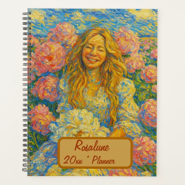 Planejador Floral de Nome Personalizado (Frente)