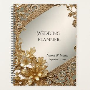Planejador Floral do Ornamentado Dourado Moderno
