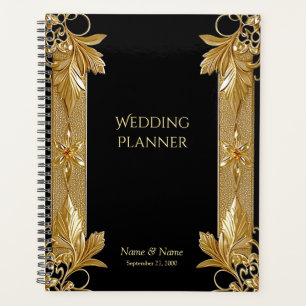 Planejador Floral do Ornamentado Preto Dourado