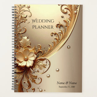 Planejador Floral Dourado Ornamentado