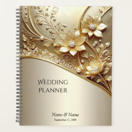 Planejador Floral Dourado Ornamentado Moderno com 