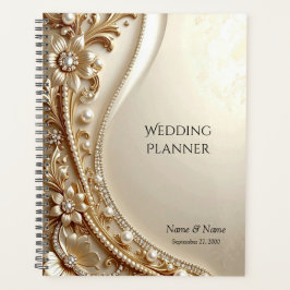 Planejador Floral Ornamentado em Ouro Elegante
