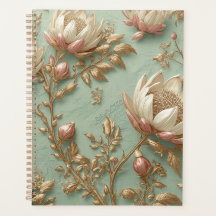 Planejador Floral Verde Rosa Caderno Diário