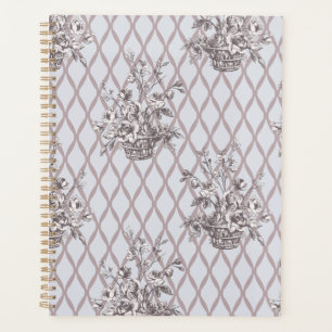 Planejador Floral Vintage Personalizado em Azul Su