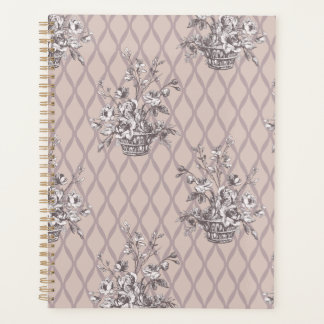 Planejador Floral Vintage Personalizado em Bege Ro