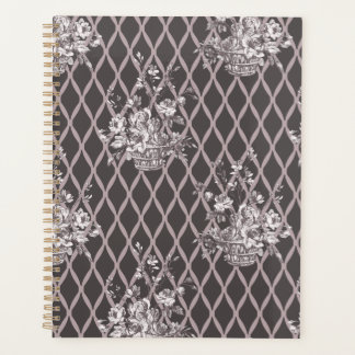 Planejador Floral Vintage Personalizado em Carvão