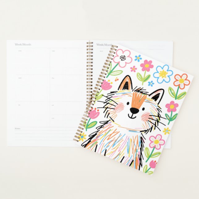Planejador Gato Rabisco Branco (Exibição)