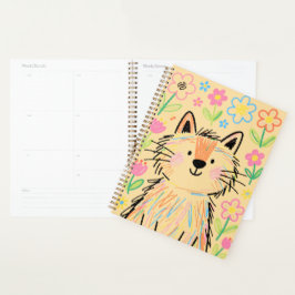 Planejador Gato Rabisco Creme Amarelo Suave