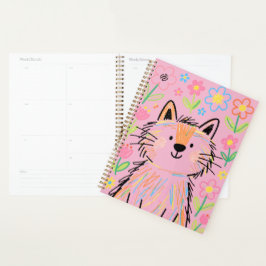 Planejador Gato Rabisco Rosa
