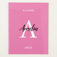 Planejador Inspirador com Monograma Rosa em Letra 