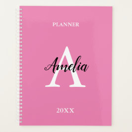 Planejador Inspirador com Monograma Rosa em Letra 