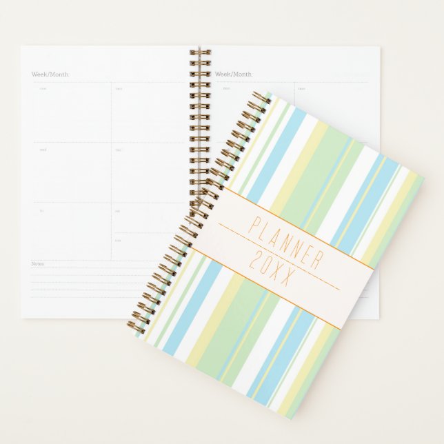 Planejador Listrado Pastel Personalizado (Exibição)