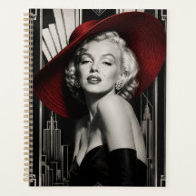 Planejador Marilyn Monroe art déco PB com chapéu v