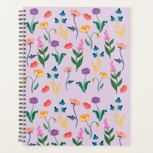 Planejador mensal de flores silvestres na lavanda