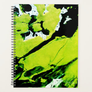 Planejador Mensal Grande Abstrato Verde e Preto