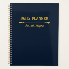 Planejador Minimalista Azul Marinho Dourado