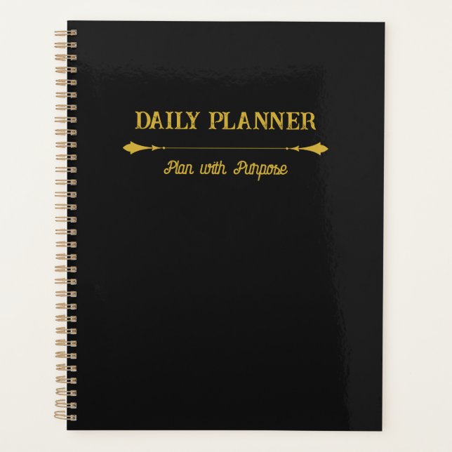 Planejador Minimalista Preto Dourado (Frente)