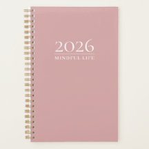 Planejador Minimalista Rosa Empoeirado | Ano, Títu