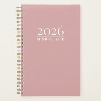 Planejador Minimalista Rosa Empoeirado | Ano, Títu