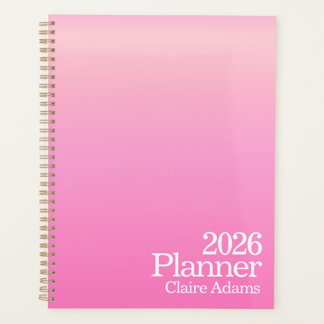 Planejador Moderno com Efeito Ombre Rosa Neon (Frente)
