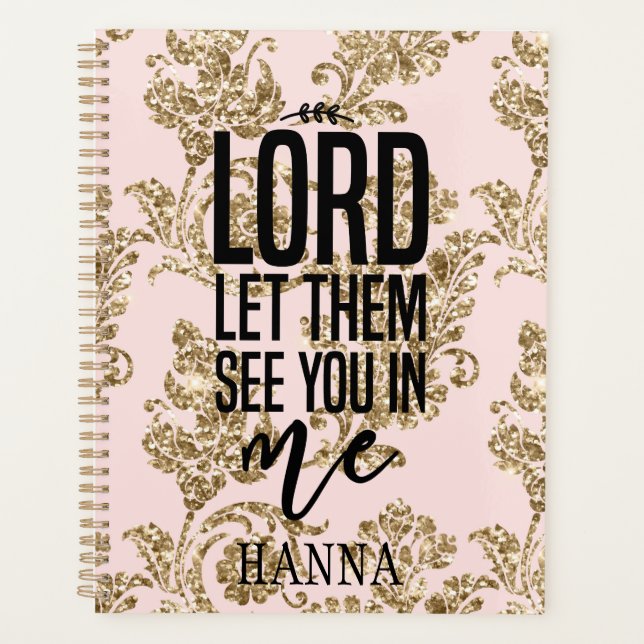 Planejador Motivacional Dourado Rosa Personalizado (Frente)