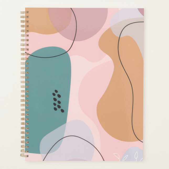 Planejador Pastel Abstrato Moderno Personalizado (Frente)