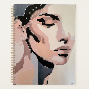 Planejador pastel com retrato de pixel suave