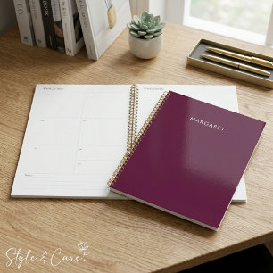 Planejador Personalizado Burgundy com Nome Customi