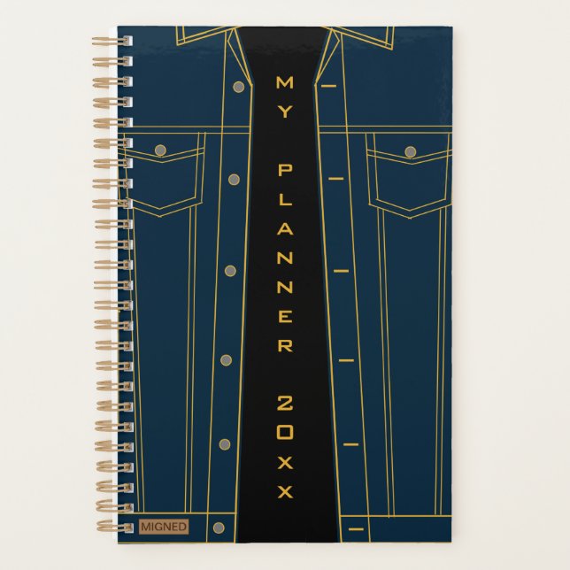 Planejador Personalizado com Jaqueta de Jeans Azul (Frente)