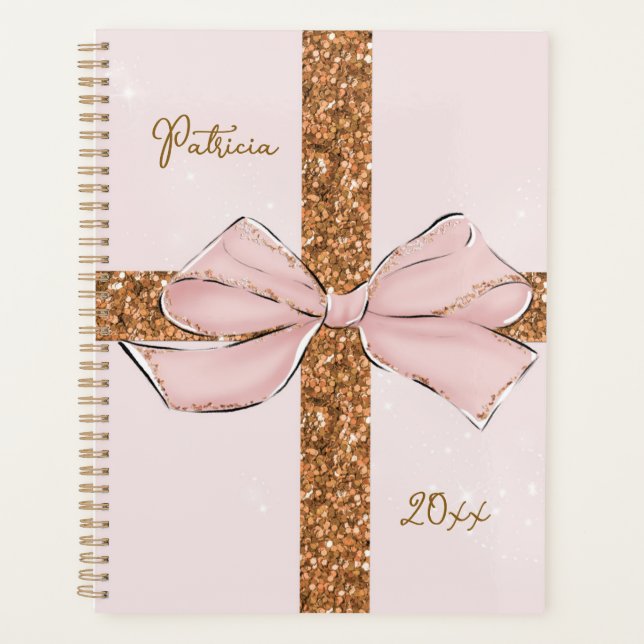 Planejador Personalizado com Listras de Brilho Ros (Frente)