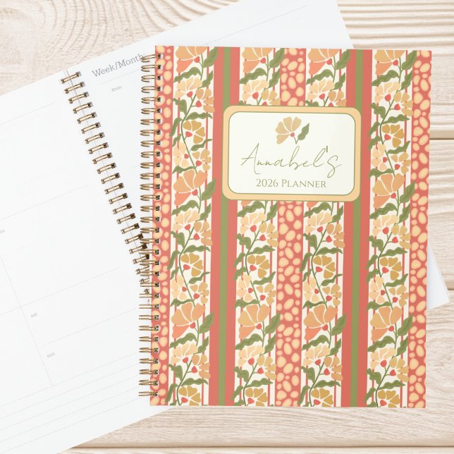 Planejador Personalizado com Listras Florais Cotta (Trailing Floral Striped Planner)