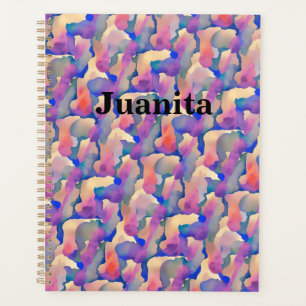 Planejador Personalizado com Padrão de Aquarela