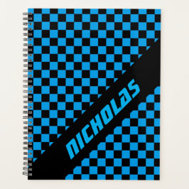 Planejador Personalizado com Padrão Xadrez Neon Az
