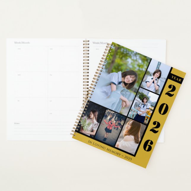 Planejador Personalizado com Seis Fotos Chic para  (Exibição)