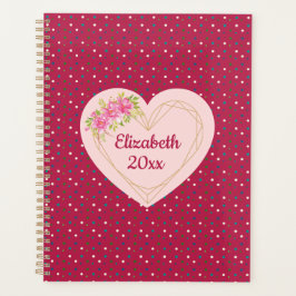 Planejador Personalizado Coração Dourado Floral Ma