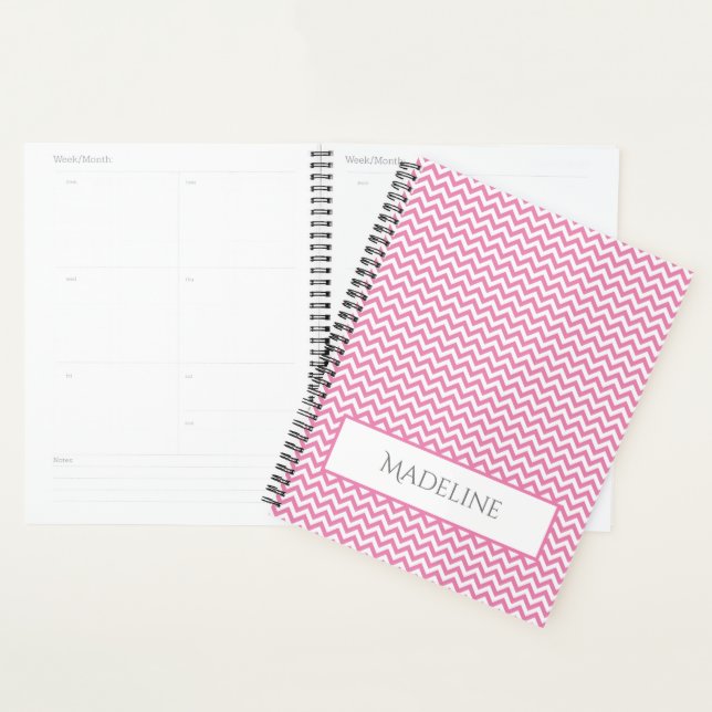 Planejador Personalizado de Chevron Simples Rosa (Exibição)