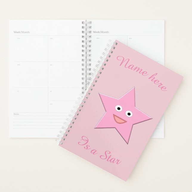 Planejador Personalizado de Estrela Rosa bonito (Exibição)
