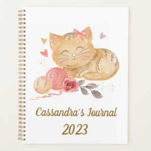 Planejador Personalizado de Gato Aquarela Fofo