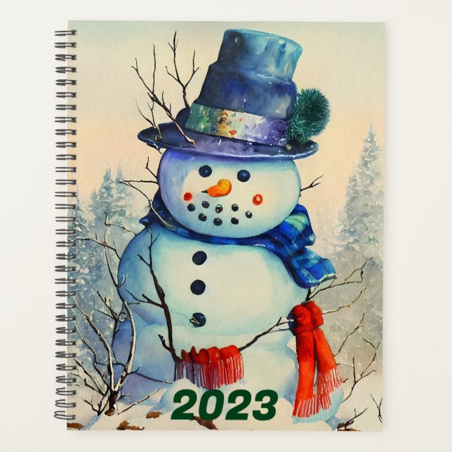 Planejador Personalizado de Neve de Aquarela (Frente)
