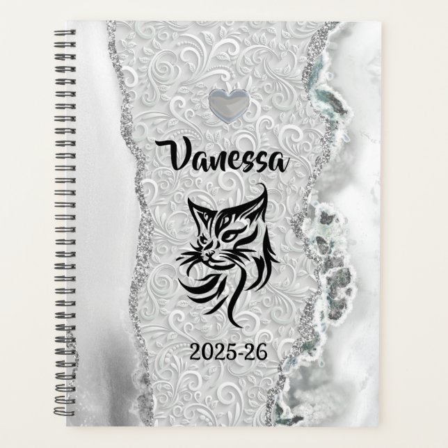 Planejador Personalizado de Nome e Ano Escolar de  (Frente)
