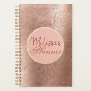 Planejador Personalizado de rosa Dourado e Glitter