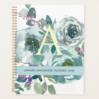 Planejador personalizado de rosas de aquarela Teal